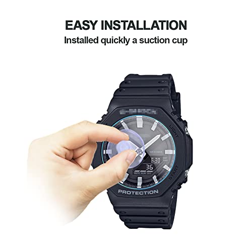 MIHENCE 【3枚入り】 Mihence Compatible with G-SHOCK GA-2100 保護フィルム, 9H ガラス保護フィルム 対応 カシオ Gショック GA-B2100 / 2100 スマート腕時計 指紋防止保護膜