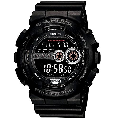 G-SHOCK(ジーショック) マッドブラック ミリタリー 警察官 自衛隊 公務員 G-SHOCK 20気圧防水 高輝度LED プラベルトウォッチ メンズ向（GD-100-1B GD100BW-1） (GD-100-1B（ブラック）)