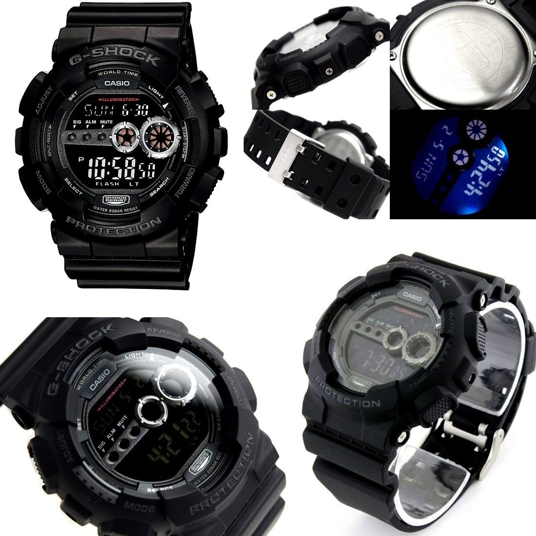 G-SHOCK(ジーショック) マッドブラック ミリタリー 警察官 自衛隊 公務員 G-SHOCK 20気圧防水 高輝度LED プラベルトウォッチ メンズ向（GD-100-1B GD100BW-1） (GD-100-1B（ブラック）)
